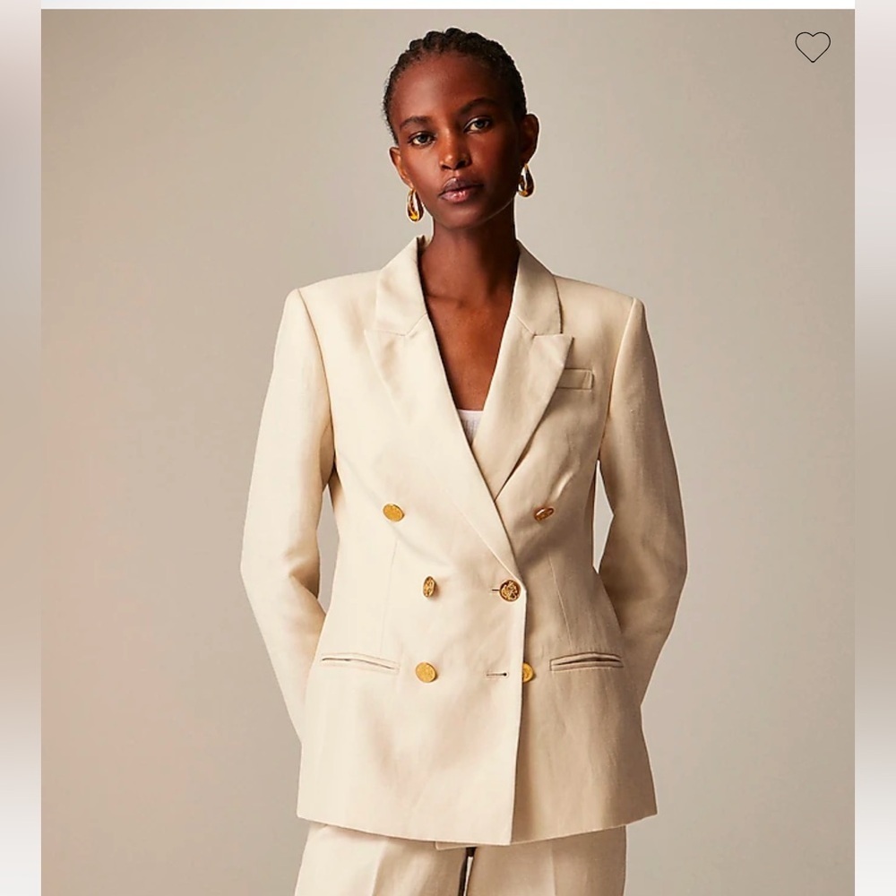 Jcrew Double-breasted blazer & cuffed wide leg pants, herringbone, NWT, size 14 - Picture 7 of 13